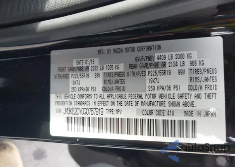 2016 Mazda Cx-5 Grand Touring z USA, uszkodzony, nr VIN JM3KE2DY0G0767919